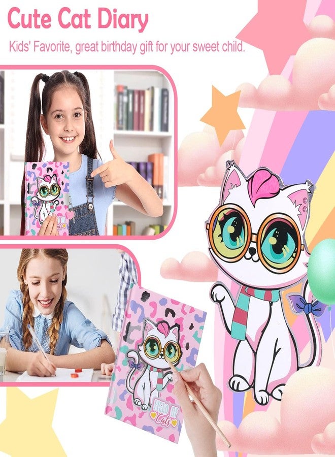 YOYTOO Cat Diary for Girls with Lock, Cat Stationery Set with Secret Diary, Stamps, Pens, Journal Notebook Birthday Gifts for Little Girls Age 5 6 7 8 9 10 - Image 3